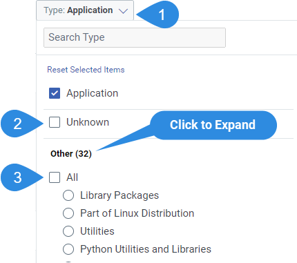 Qualys CSAM – Software Tab – Type Filter View