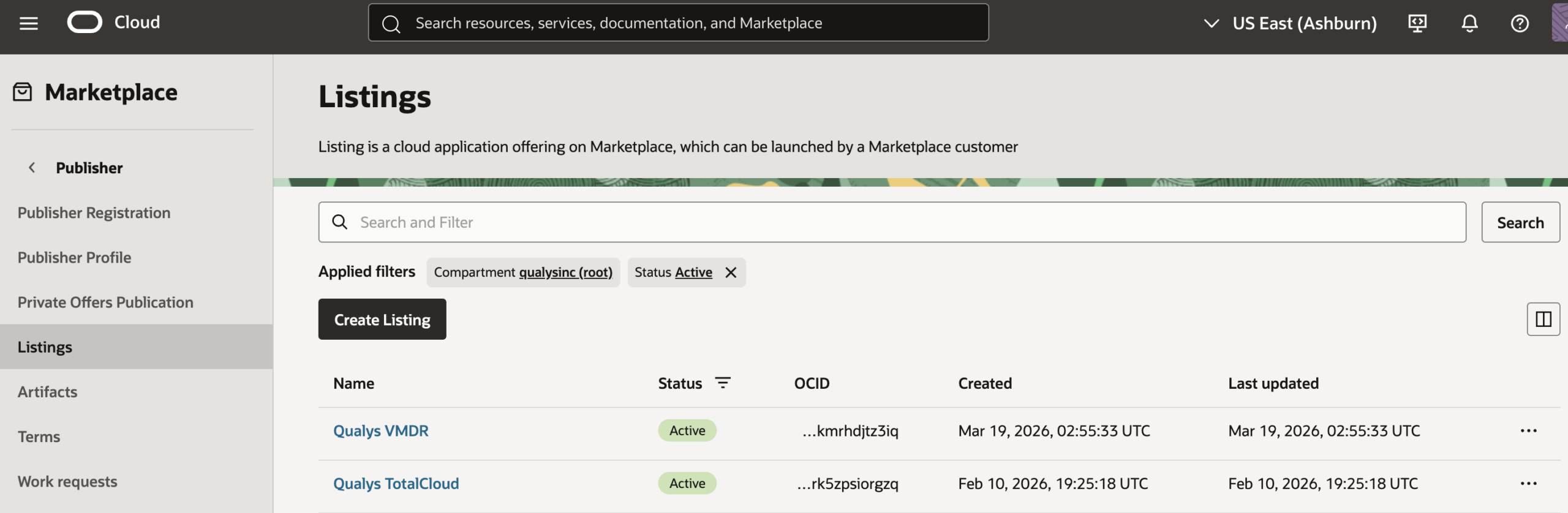 Qualys Listing on Oracle Marketplace